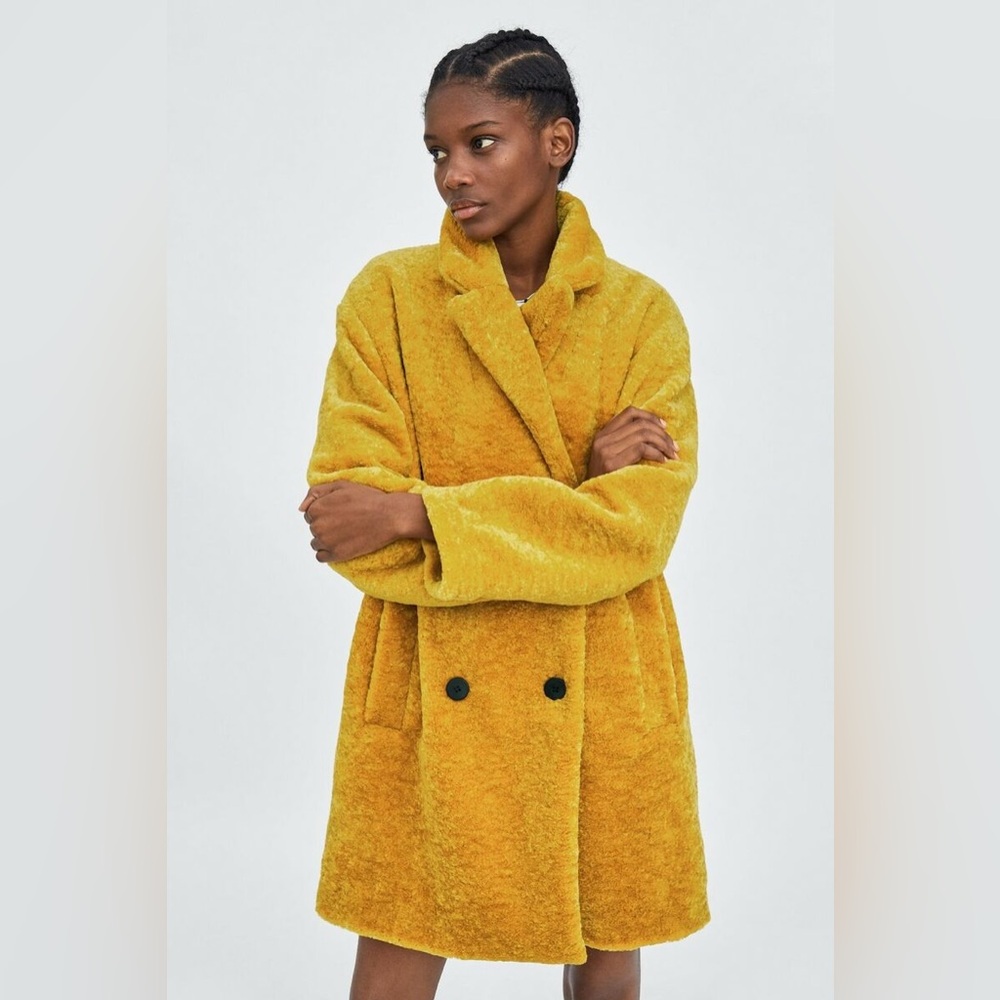 Zara Mustard Textured Coat